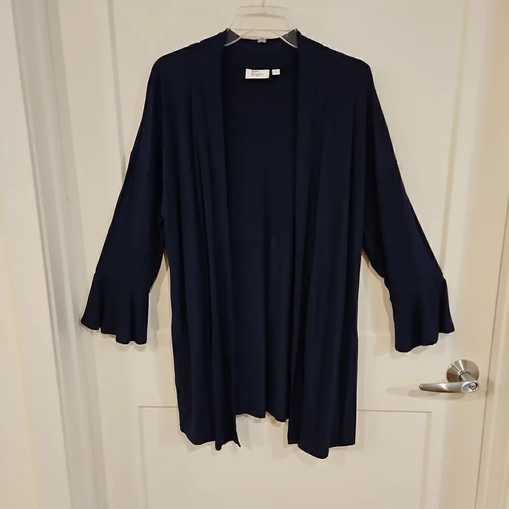 Kim Rogers Navy Blue Cardigan with bell cuffs sz M
